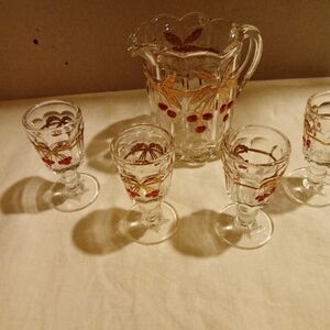 Vintage Mosser Cherry Thumbprint Children's Lemonade Set